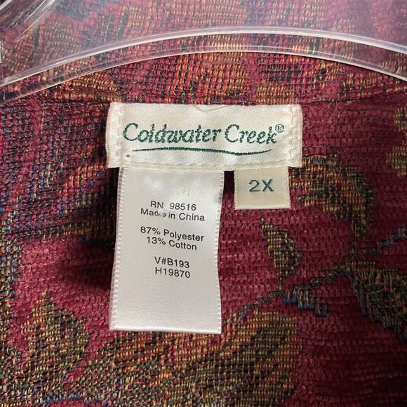 Coldwater Creek Tapestry Jacket Plus Sz 2X Red Floral Copper Snaps Western Boho - Picture 3 of 8